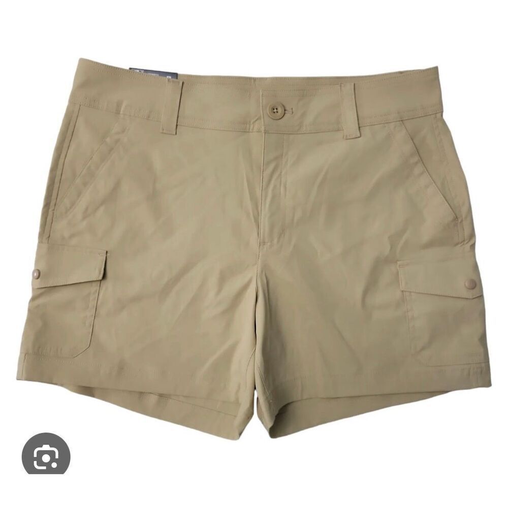 NWOT Eddie Bauer Tan/Khaki Stretch Cargo Hiking/Utility Shorts - Size 14 - Picture 1 of 6